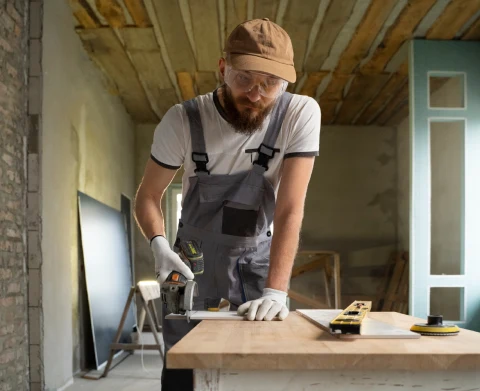 man working with mdf panels